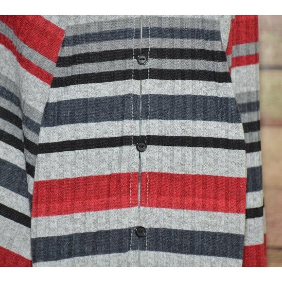 Alfred Dunner Women's 2X Striped Ribbed 3/4 Sleeve Knit Top Shirt Beaded V-Neck - Picture 6 of 12